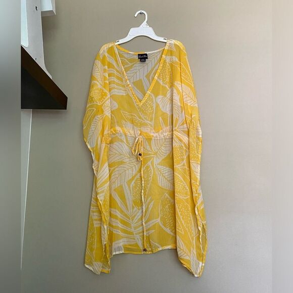 Yellow Floral Swim Coverup - Picture 1 of 7